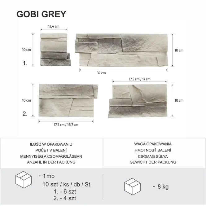 Rohový betónový obkladový kameň Gobi 1 gray,6