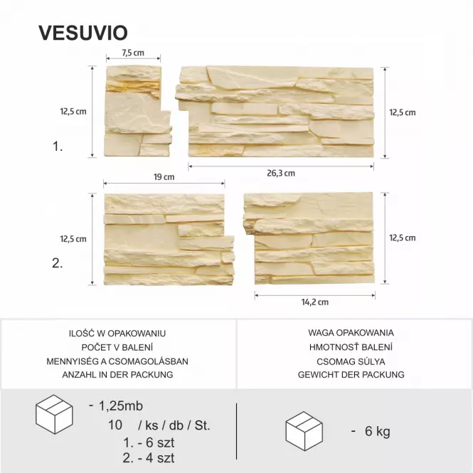 Sádrový Obkladový Kameň Vesuvio Rohový