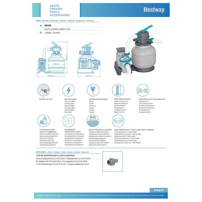 Bazénová filtrácia piesková Bestway 8,327l/h 58499,22