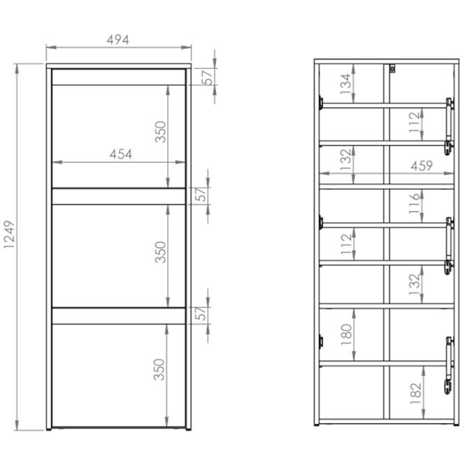 Skrinka na topánky 125X50 HYGA05 sneh borovica