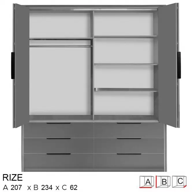 Skriňa Rize sivá/šedá lesklá
