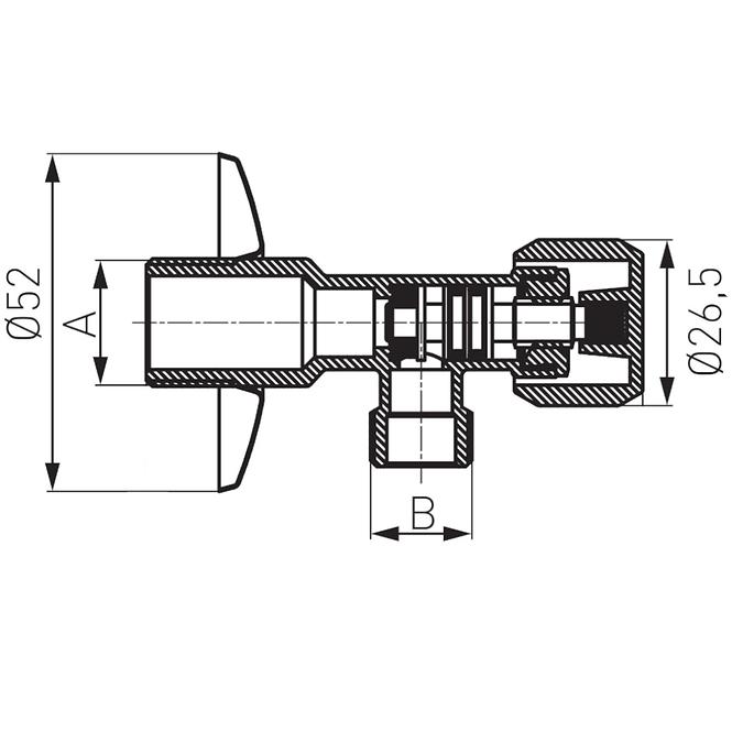 Rohový ventil 1/2” x 3/4”  s rozetou