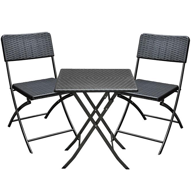 Sada štvorcový stôl + 2 stoličky čierna