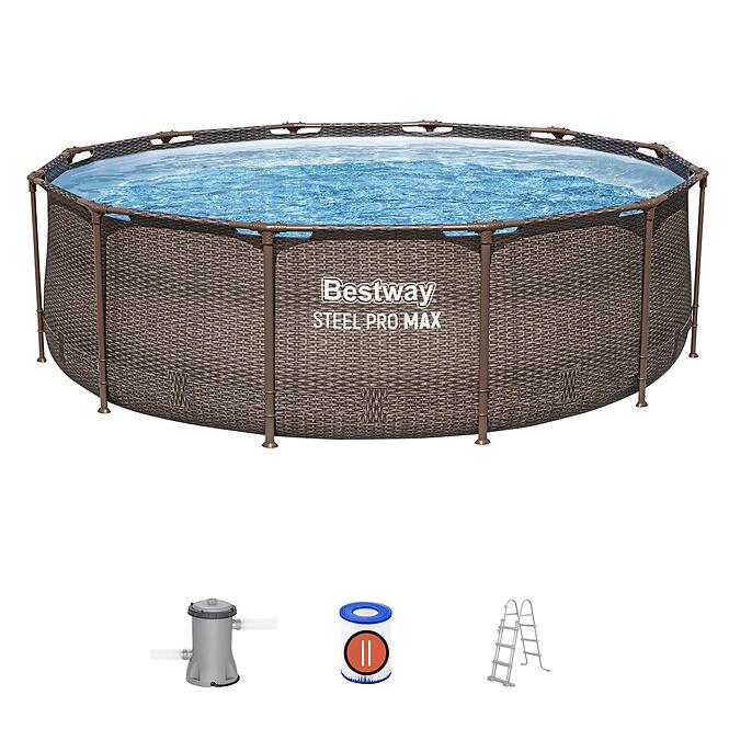 Bazén rámový s filtráciou 3,66x1m rattan 56709