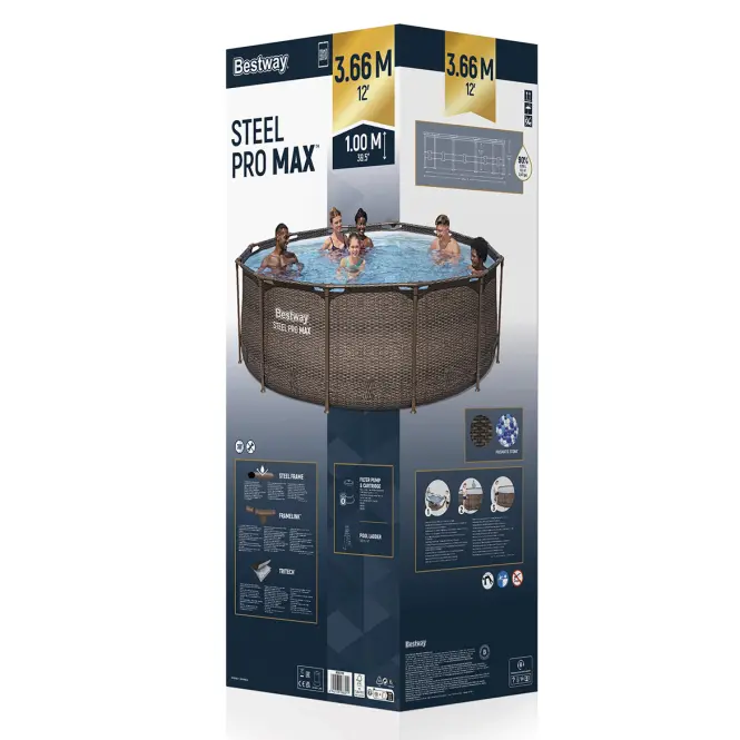 Bazén rámový s filtráciou 3,66x1m rattan 56709,8