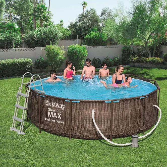 Bazén rámový s filtráciou 3,66x1m rattan 56709