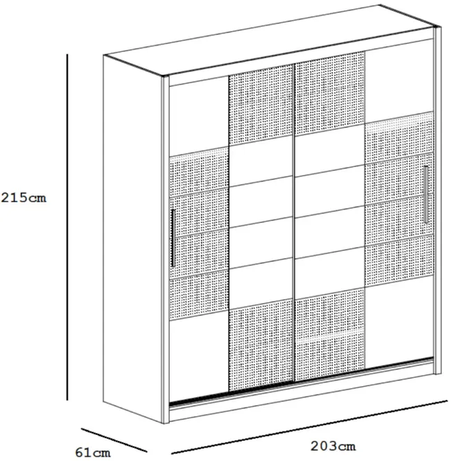 Skriňa s posuvnými dverami Aruba 203 cm so zrkadlom – grafit, dvojdverová