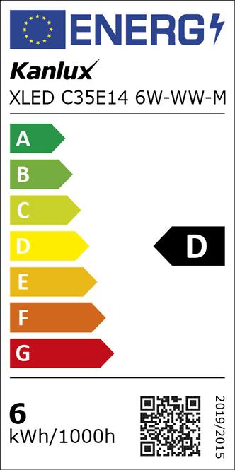 Žiarovka XLED C35 E14 6W-WW