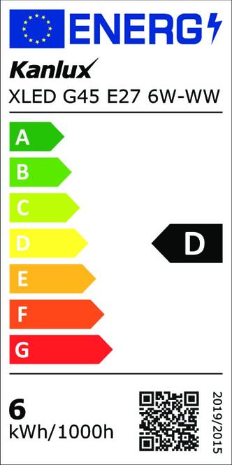 Žiarovka Filament XLED G45 E27 6W-WW