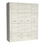 Skriňa Indianapolis I18 178cm – kraft biela, štvordverová, zásuvky