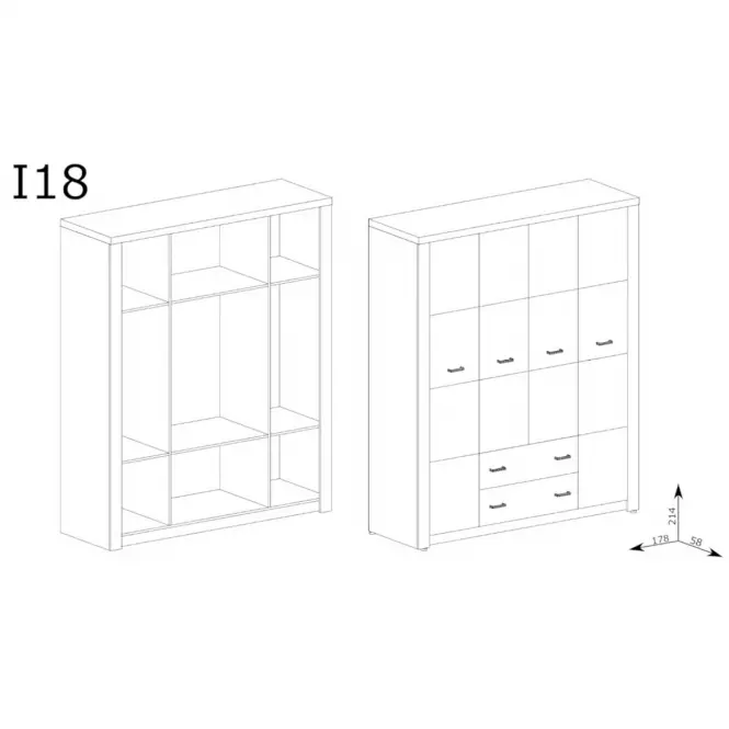 Skriňa Indianapolis I18 4D kraft biela,2