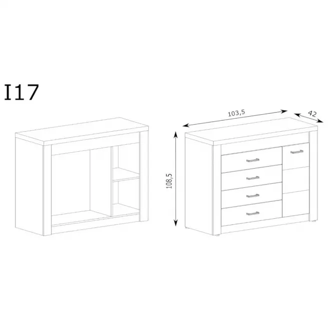 Komoda Indianapolis I17 1D4S kraft biela,2