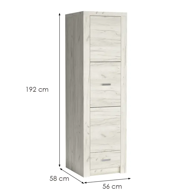 Skriňa Indianapolis I2 56 cm – kraft biela, jednodverová, zásuvka,2