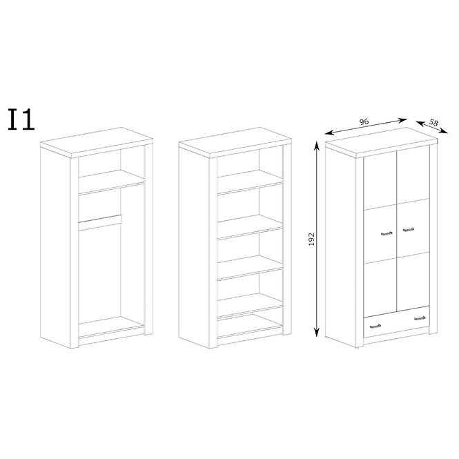 Skriňa Indianapolis 2D I1 kraft biela,2