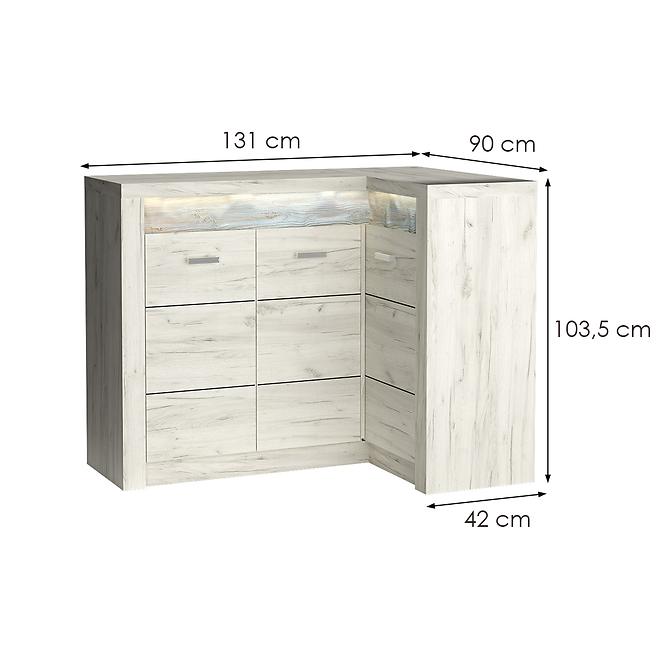 Komoda rohová Indianapolis I15 kraft biela,2