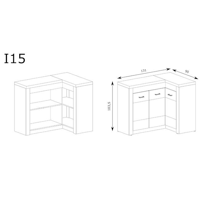 Komoda rohová Indianapolis I15 kraft biela,3
