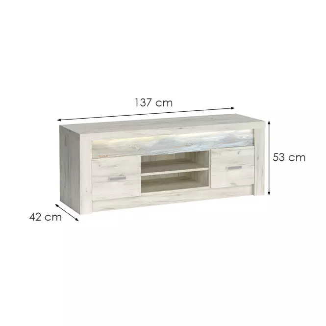 TV stolík Indianapolis I9 kraft biela