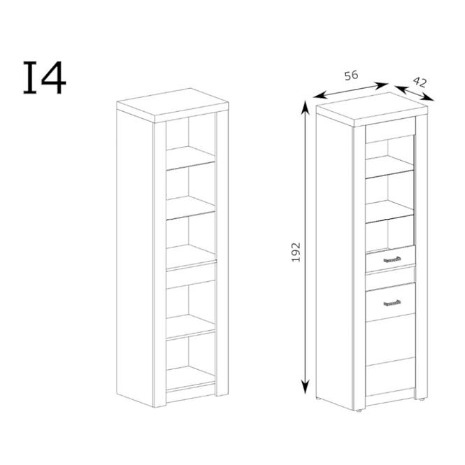 Vitrína Indianapolis 2D I4 kraft biela,3
