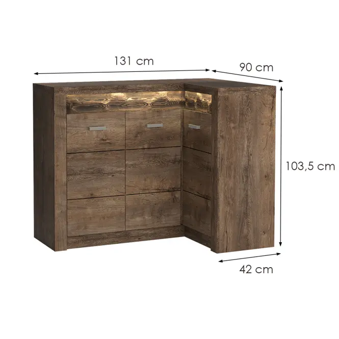 Komoda rohová Indianapolis I15K tmavý jaseň,2