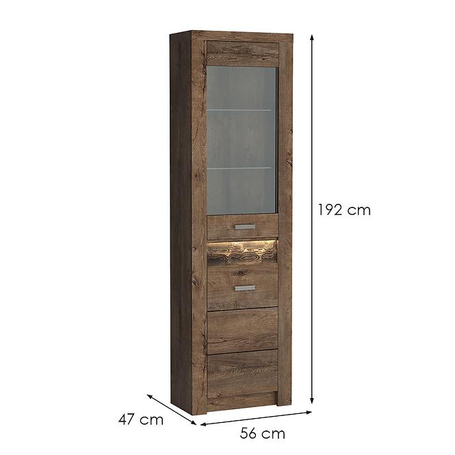 Vitrina rohová Indianapolis I23 tmavý popol,3