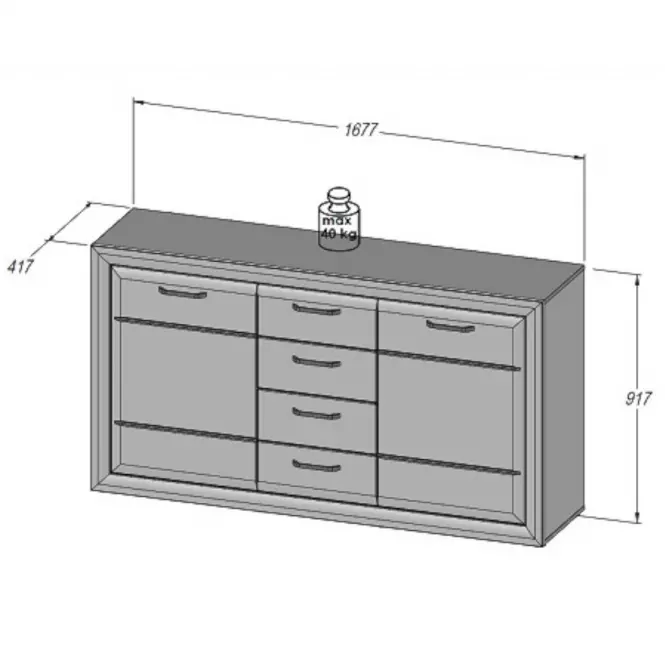 Komoda Lenox ENXK231 biela lesklá/betón