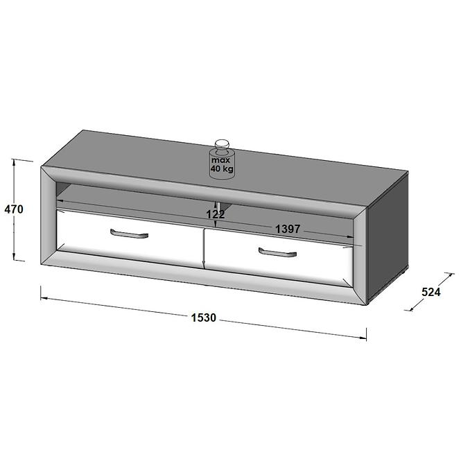 TV stolík Lenox MRYT121 biely lesk/beton