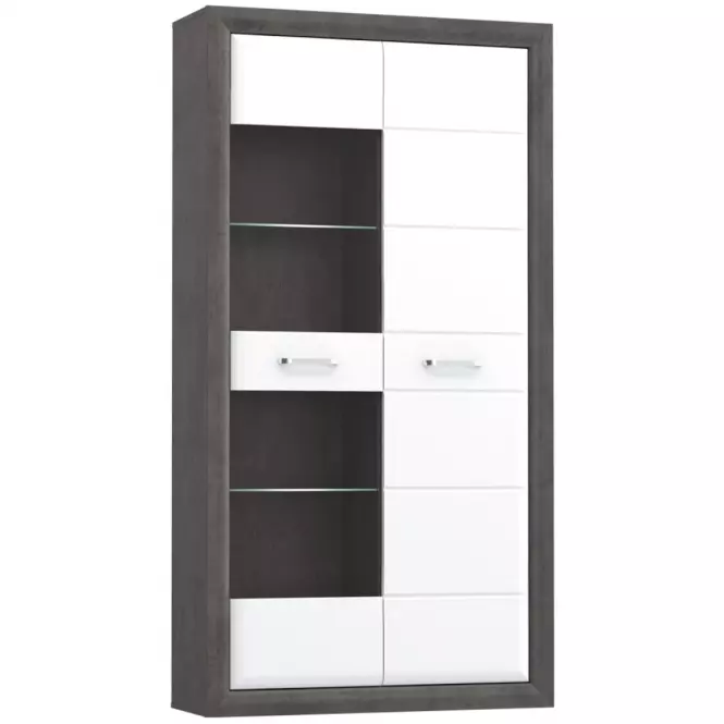 Vitrína L Lenox ENXV721L biely lesk/beton