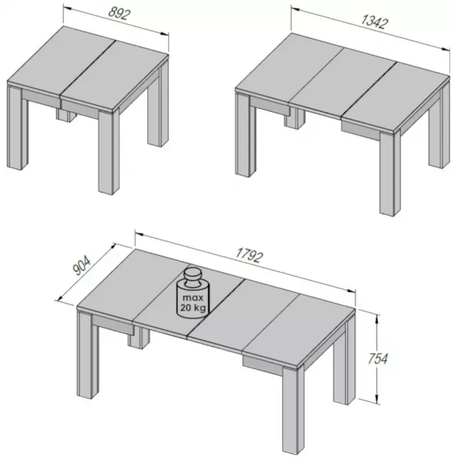 Rozkladací stôl Brugia/Lenox EST45-C639  90/180x90