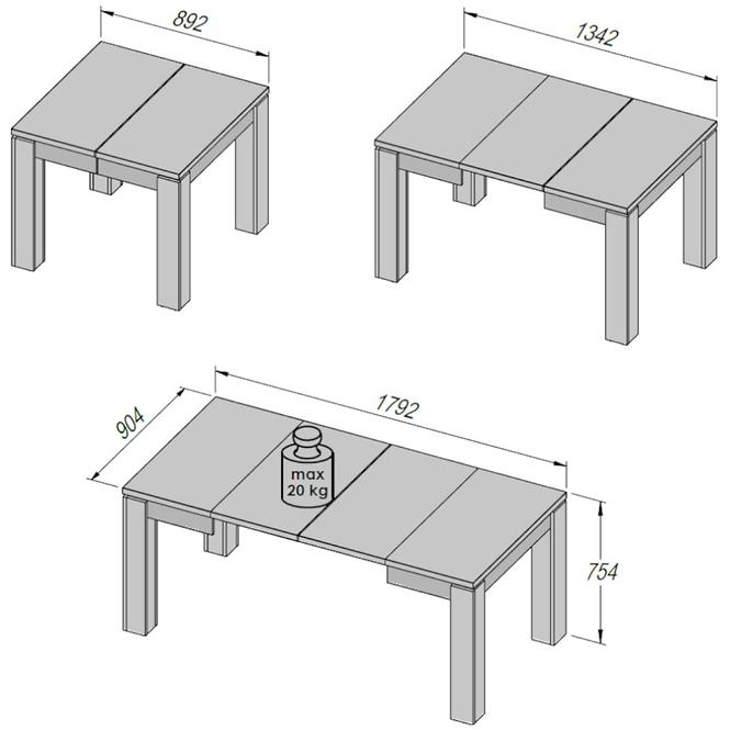 Rozkladací stôl Brugia/Lenox EST45-C639  90/180x90,9