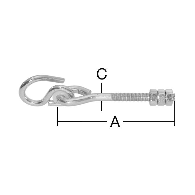 Špirálový hák, metrický závit 180 mm