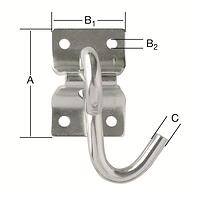 Hák na platničke - A-68 mm, B1-45 mm, B2-5,5 mm, C-9,5 mm