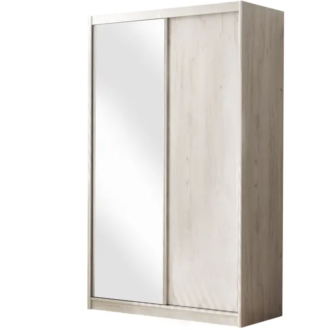 Skriňa s posuvnými dverami Karol 143 cm so zrkadlom – kraft biela, dvojdverová