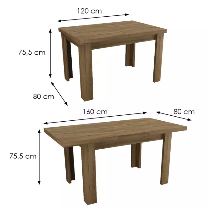 Rozkladací stôl 120/160x80cmTadeusz dub lefkas,5
