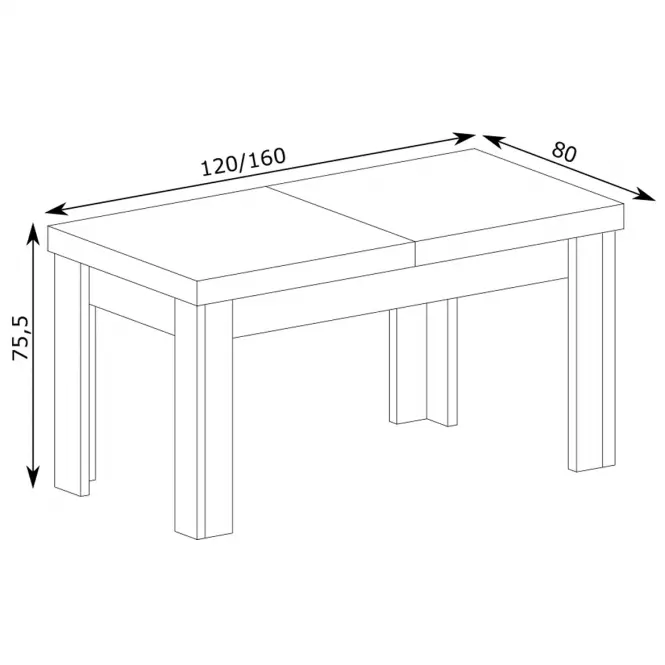 Rozkladací stôl 120/160x80cmTadeusz dub lefkas