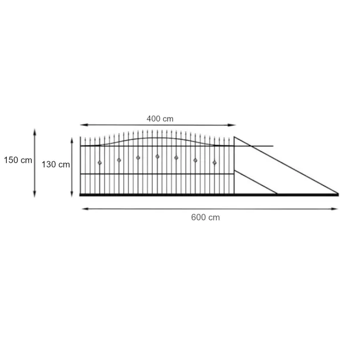 Posuvná brána pravá Marika 4,00 m h (1,30-1,50) oceľ ZN+RAL9005