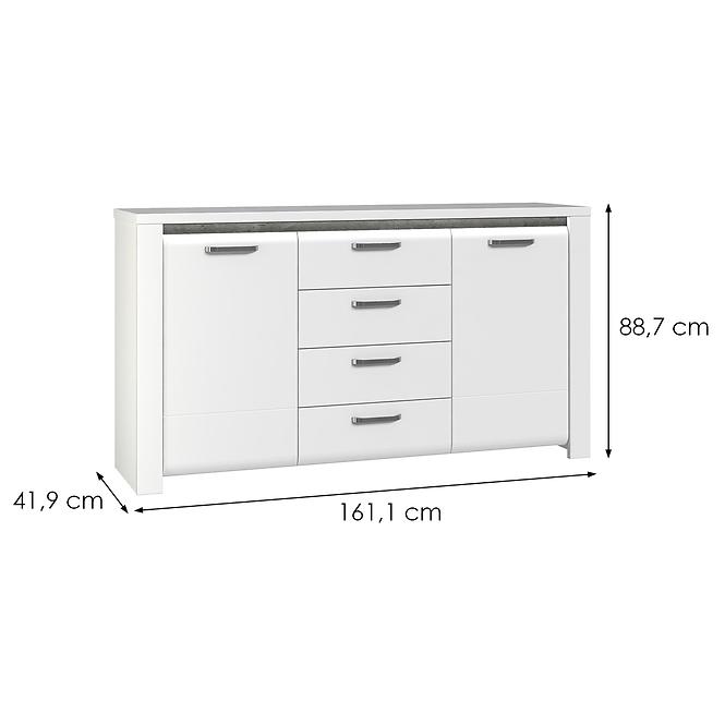 Komoda Brugia BUGK231B sivá/biela lesklá,3