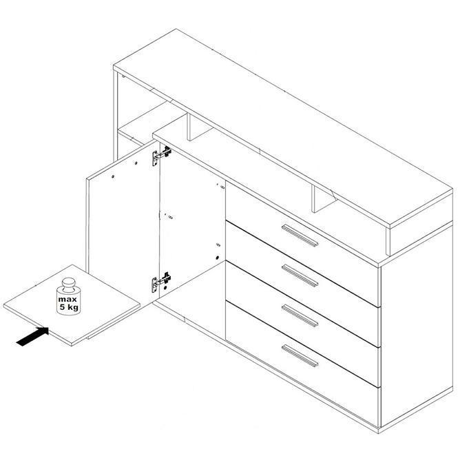 Komoda L JACKY JCKK351L-N09T,2