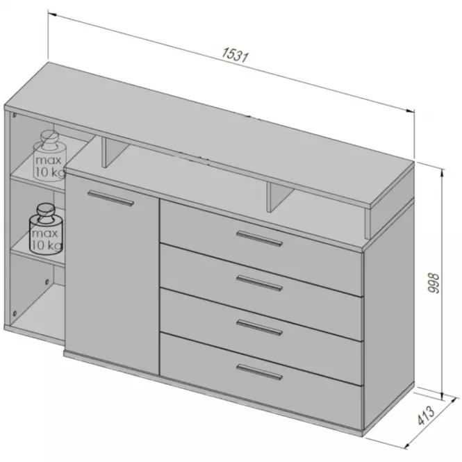 Komoda L JACKY JCKK351L-N09T,3