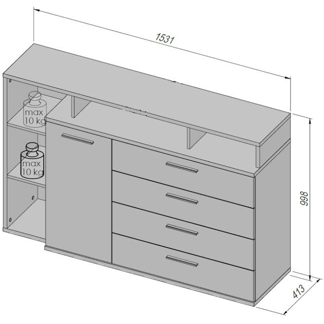 Komoda L JACKY JCKK351L-N09T,3