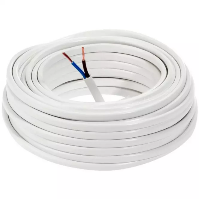 Elektrický kábel Omyp 2x1,0 biely, bubon 20m