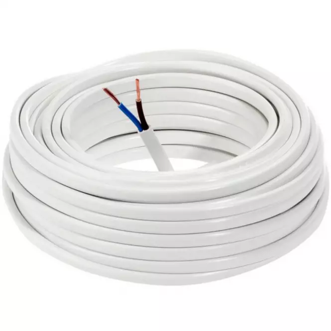 Elektrický kábel Omyp 2x1,5 biely, bubon 20m