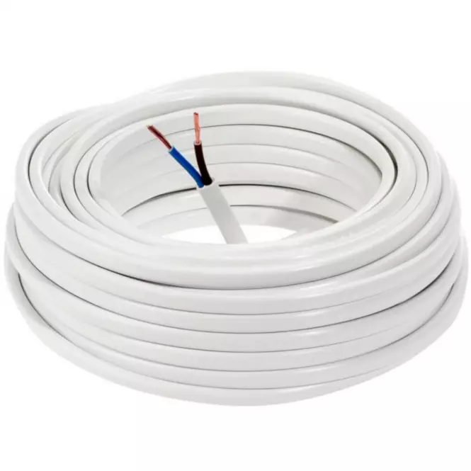Elektrický kábel Omyp 2x0,75 biely, bubon 10m