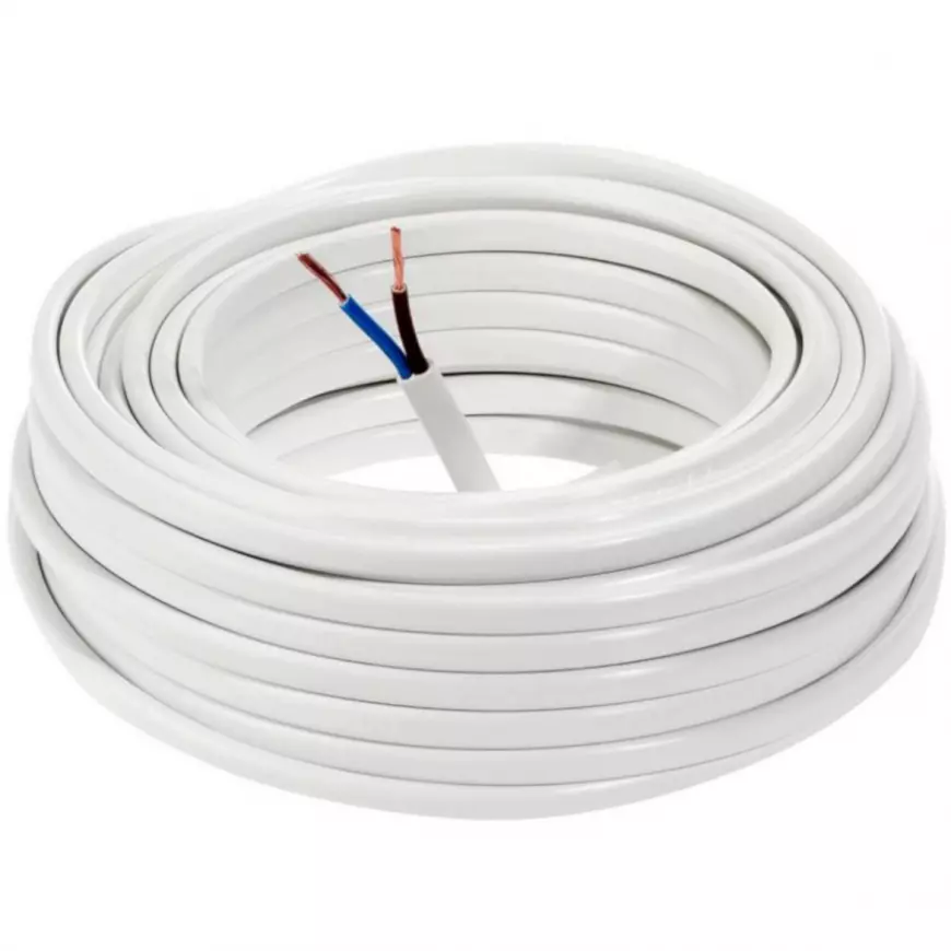 Elektrický kábel Omyp 2x0,75 biely, bubon 10m