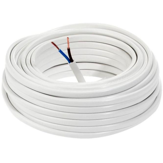 Elektrický kábel Omyp 2x1,0 biely, bubon 10m