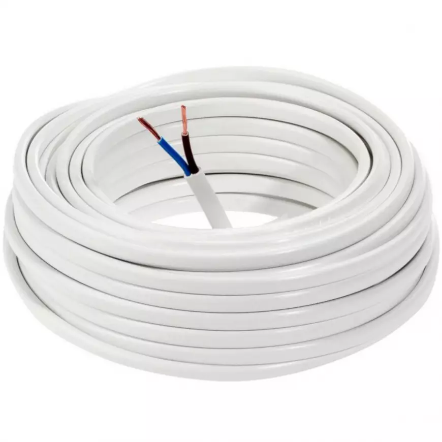 Elektrický kábel Omyp 2x0,75 biely, bubon 5m