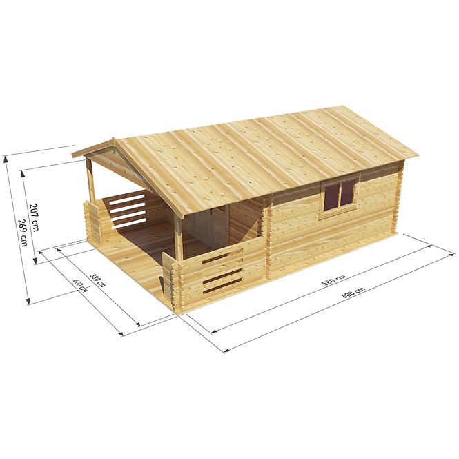 Záhradný domček Heidi 4x4m + terasa 4x2 m s podlahou,2