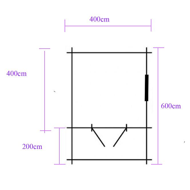 Záhradný domček Heidi 4x4m + terasa 4x2 m s podlahou,4