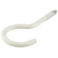 Skrutkovací hák štvrťkruhový potiahnutý plastom biely 30 x 2,6 mm