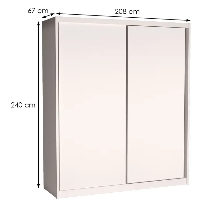Skriňa s posuvnými dverami Maciej 208 cm – biela alpská, dvojdverová,3