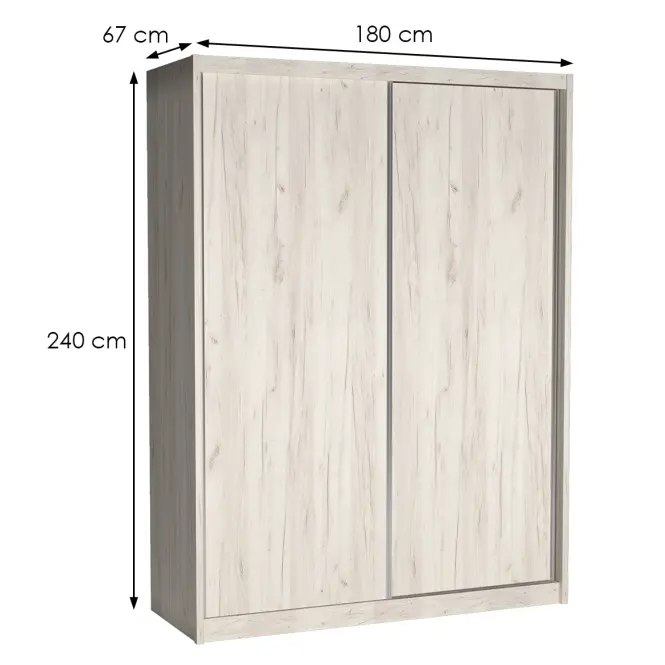 Skriňa s posuvnými dverami Maciej 180 cm – kraft biela, dvojdverová,3